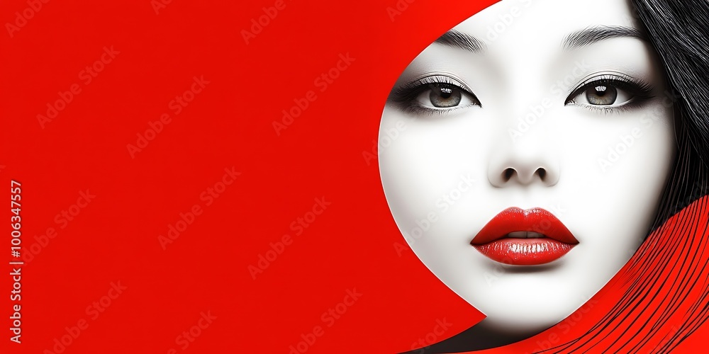 Asian young woman with creative make - up, Chinese new year concept. Asian young woman with creative make - up, Chinese new year concept.