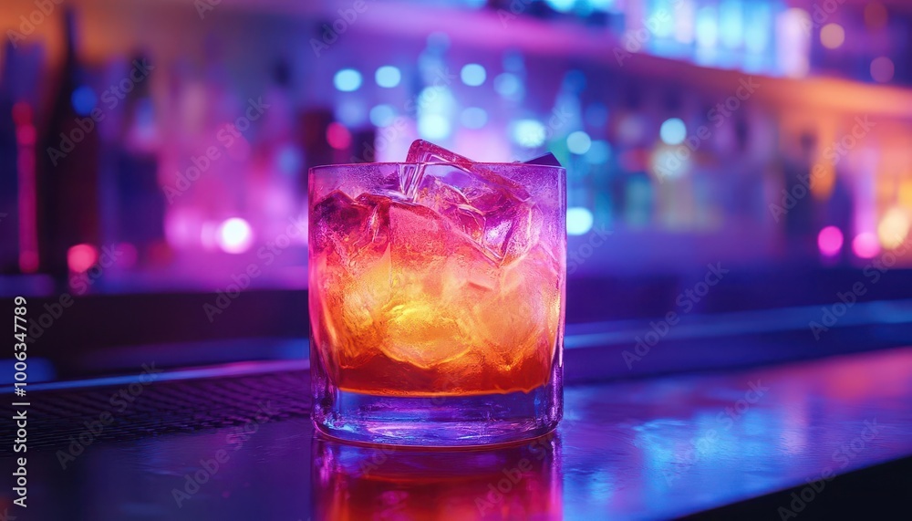 Creative cocktails with vibrant colors, soft lighting, sleek bar setting, modern design, dynamic energy, photo-realism