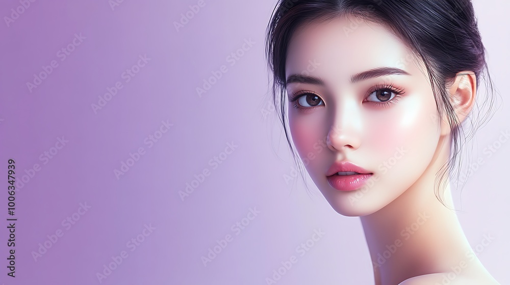 Fototapeta premium Asian young woman with creative make - up, Chinese new year concept.