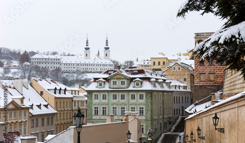 Obraz na płótnie Winter snowy Prague City, Czech republic w salonie