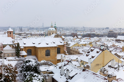 Obraz na płótnie Winter snowy Prague City, Czech republic w salonie