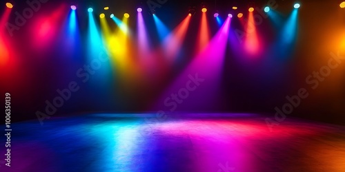 Stage of the music festival. colorful neon lights.
