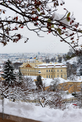 Obraz na płótnie Winter snowy Prague City, Czech republic w salonie