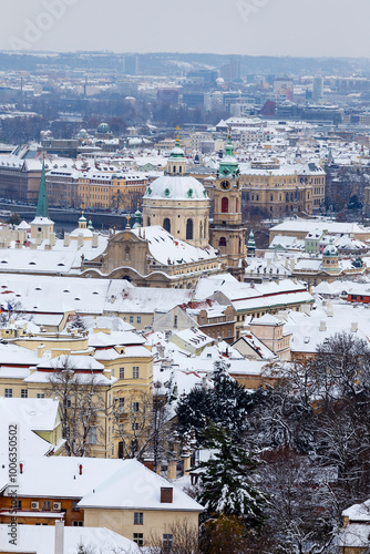 Obraz na płótnie Winter snowy Prague City, Czech republic w salonie