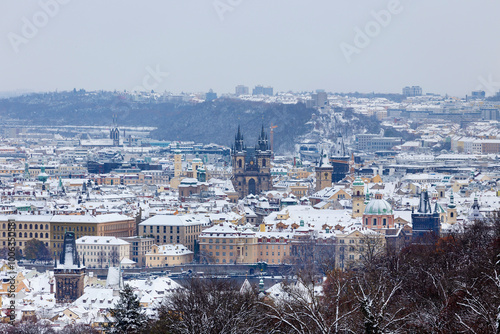 Obraz na płótnie Winter snowy Prague City, Czech republic w salonie