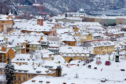 Winter snowy Prague City, Czech republic 