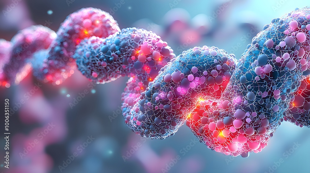 Obraz premium 3D Rendering of Vibrant Neuron Pathways Interlinked