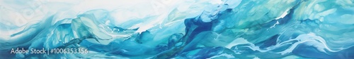 Abstract Ocean Waves Texture. Serene Aqua Blue and White Fluid Art Background
