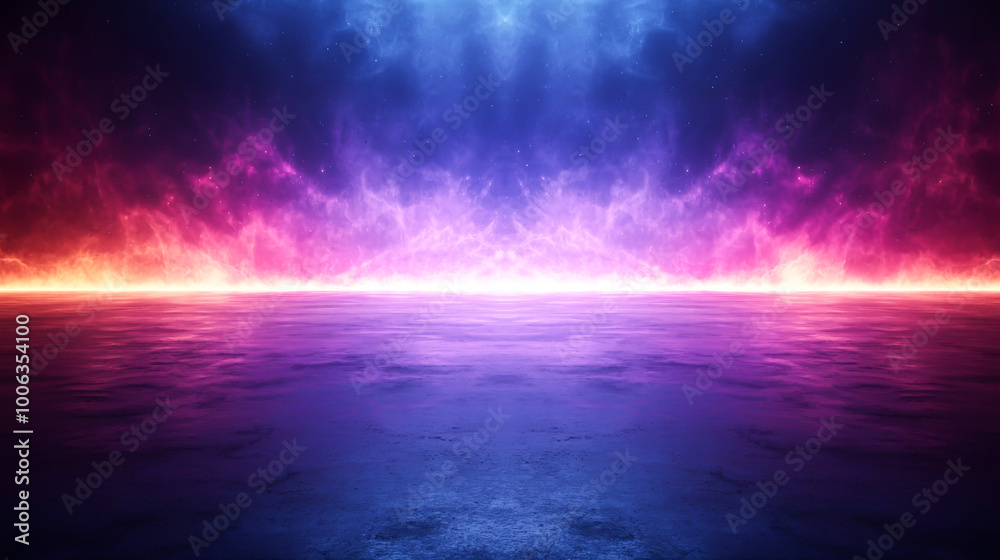 A mesmerizing blend of colors reflecting on water, showcasing a vibrant sunset scene with deep blues and vivid pinks. A mesmerizing blend of colors reflecting on water, showcasing a vibrant sunset scene with deep blues and vivid pinks.