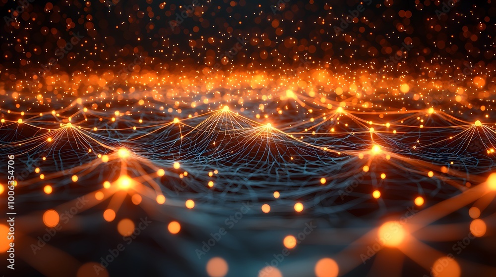 Fototapeta premium Vibrant 3D Neural Network Illustration