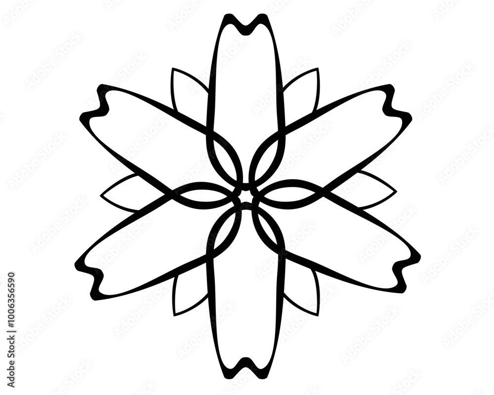Fototapeta premium Flower - vector linear picture for coloring or sign. Abstract flower for logo or pictogram. Outline. 