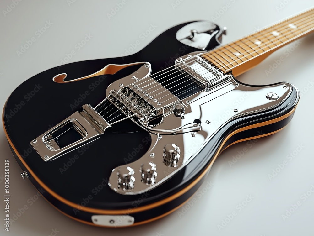 Black Electric Guitar with Chrome Hardware Black Electric Guitar with Chrome Hardware