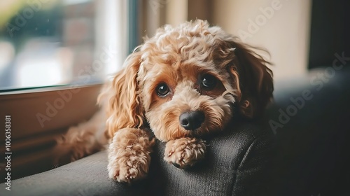 A dog relaxing on sofa