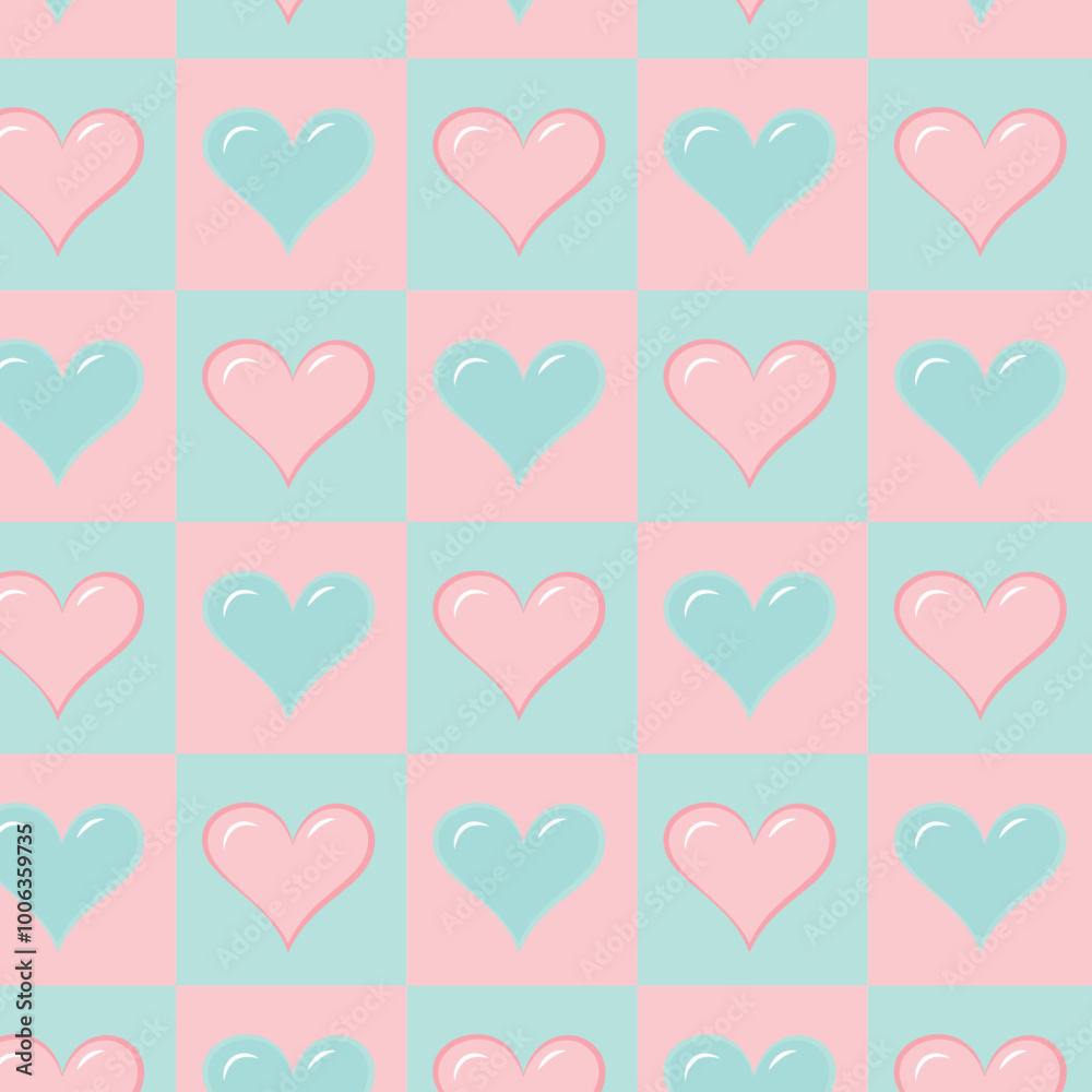 Romantic vector abstract geometric background with hearts in retro style. Pastel colored simple shapes graphic pattern. Abstract mosaic artwork. Romantic vector abstract geometric background with hearts in retro style. Pastel colored simple shapes graphic pattern. Abstract mosaic artwork.