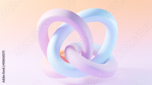 Abstract background with circles. 3d rendering of rings in pastel colors on pastel background. Generative AI