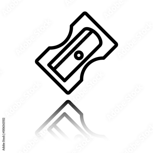 Sharpener simple icon vector. Flat design. Black icon with mirror reflection. White background