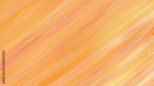 Abstract orange paint bush strokes background. Hand drawn painting with diagonal direction.