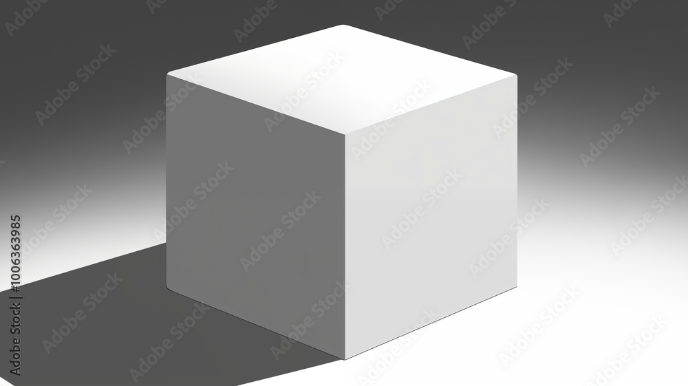 3d rendering of a white cube with shadow on a gray background. Generative AI 3d rendering of a white cube with shadow on a gray background. Generative AI
