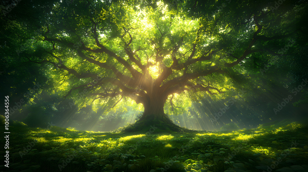 Fototapeta premium Massive Sycamore with Dappled Shadows