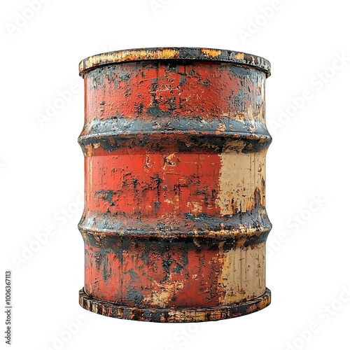 Rusty industrial barrel, white isolate background photo