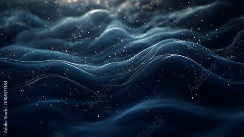 Dark blue and glow particle abstract background. 