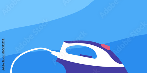 steam iron on a blue background