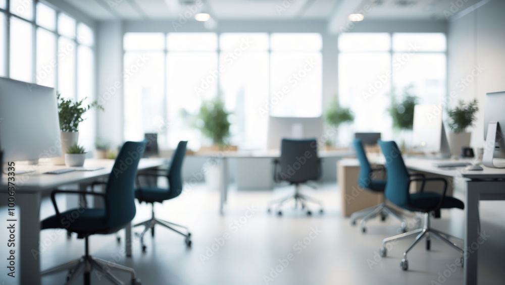 Modern office background with blurred desks, computers, and chairs, creating a bright, professional atmosphere with natural lighting and subtle decor elements. Modern office background with blurred desks, computers, and chairs, creating a bright, professional atmosphere with natural lighting and subtle decor elements.