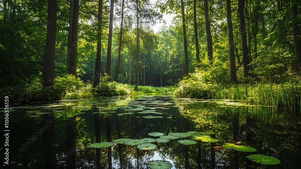 Obraz premium lake in the forest