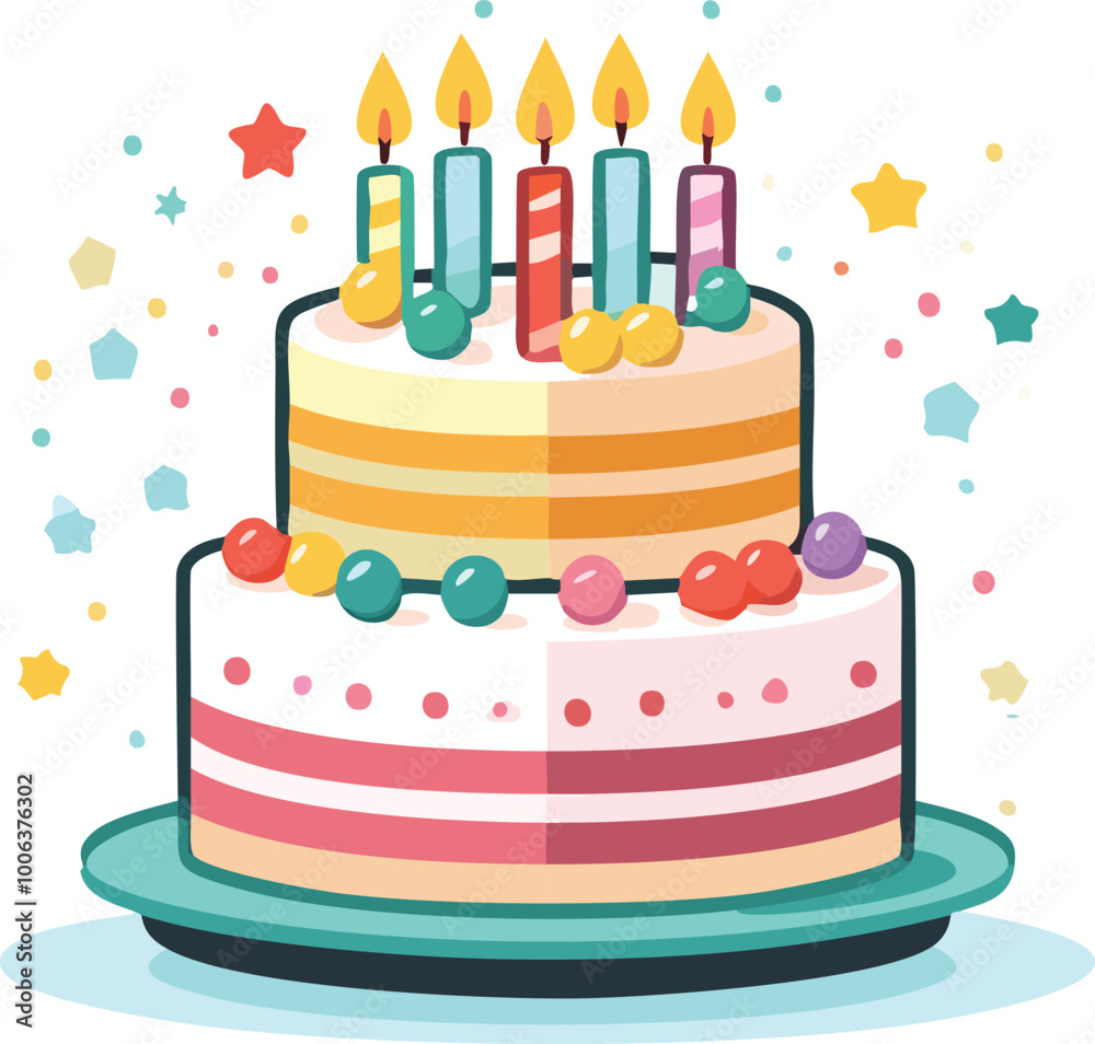 Birthday Cake Isolated Illustration on Transparent Background. Birthday Cake Isolated Illustration on Transparent Background.