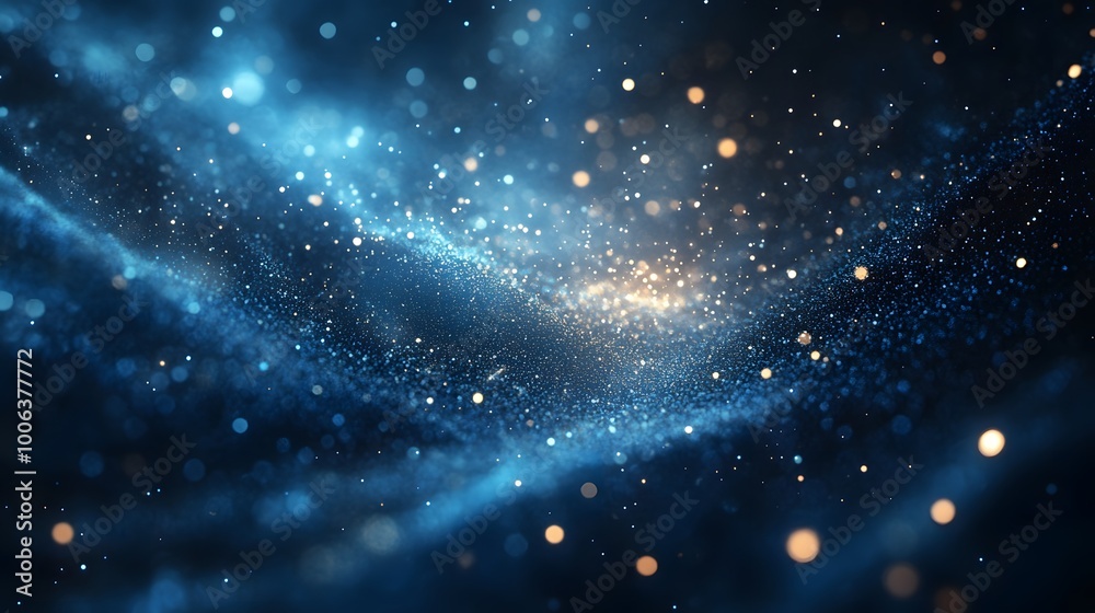 Fototapeta premium Dark blue and glow particle abstract background. 