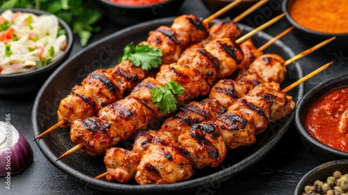 Grilled halal chicken skewers