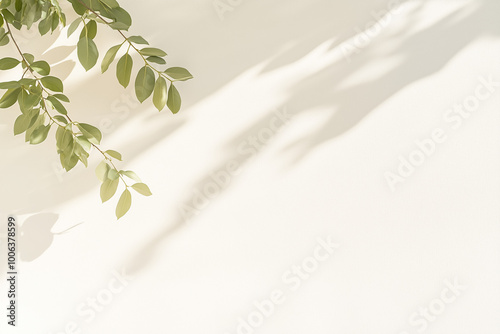 白い背景と葉っぱの背景