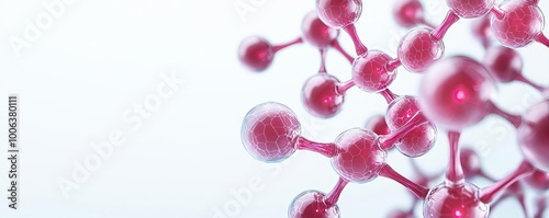 Biocatalytic reactions in motion, molecular structures glowing with vibrant energy, set against a bright, clear background, emphasizing the efficiency of biocatalysis