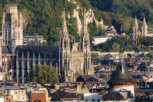 Aerial view of Rouen, Normandy, France, with the keep of Rouen Castle, known as 