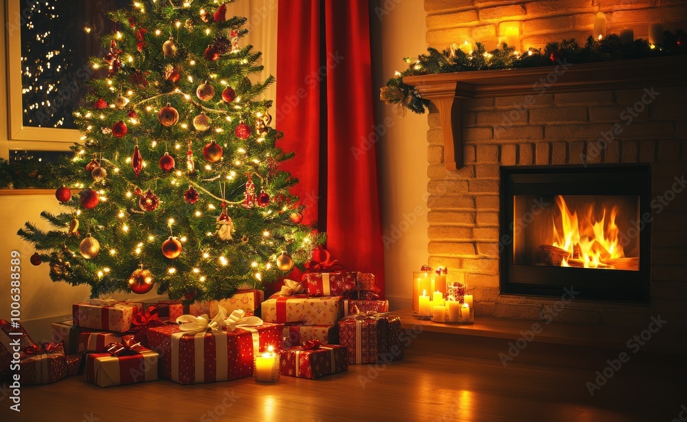 Fototapeta premium Christmas Fireplace.