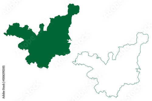 Tehri Garhwal district (Uttarakhand or Uttaranchal State, Republic of India) map vector illustration, scribble sketch Tehri Garhwal map photo