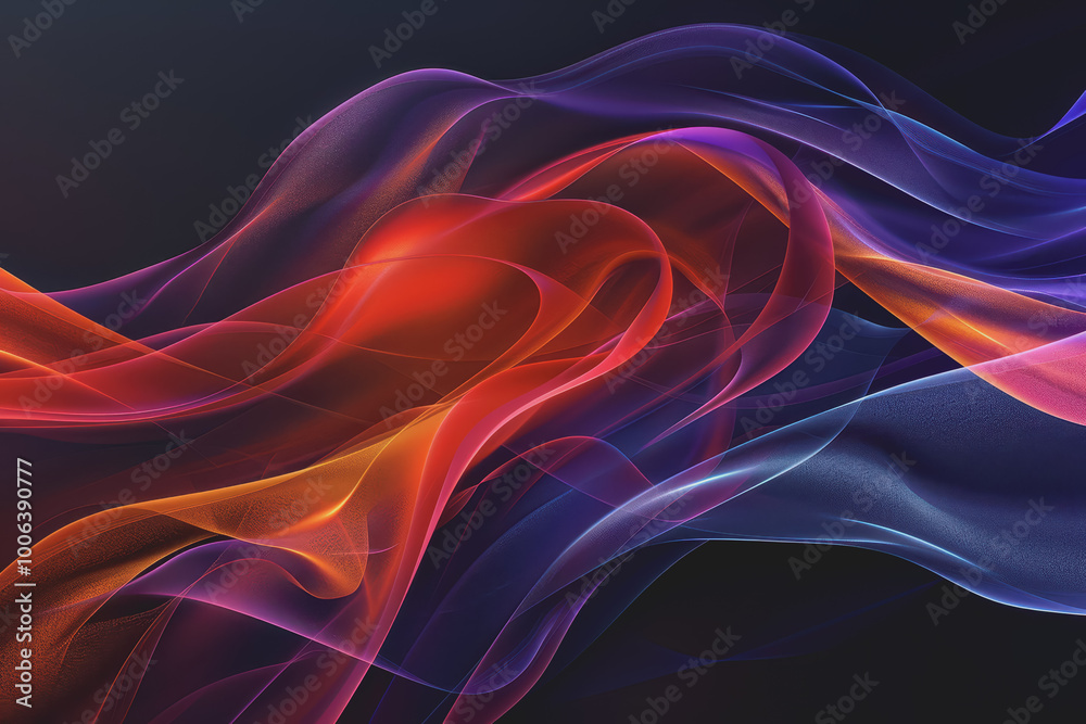 Abstract background with multicolored glowing waves on a black background. curve display. Abstract background with multicolored glowing waves on a black background. curve display.