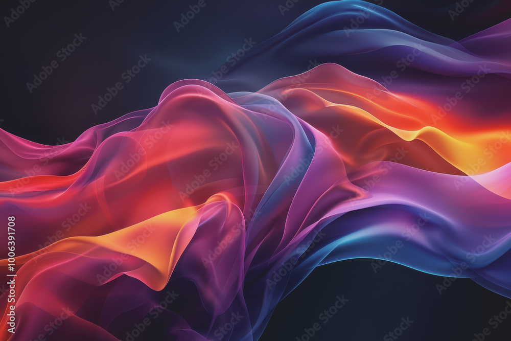 Fototapeta premium Abstract background with multicolored glowing waves on a black background. curve display.