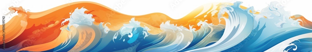 Playful Vibrant Ocean Wave Illustration. Dynamic Aquatic Oceanscape with Vivid Colors and Fluid Motion. Cheerful atmosphere Playful Vibrant Ocean Wave Illustration. Dynamic Aquatic Oceanscape with Vivid Colors and Fluid Motion. Cheerful atmosphere