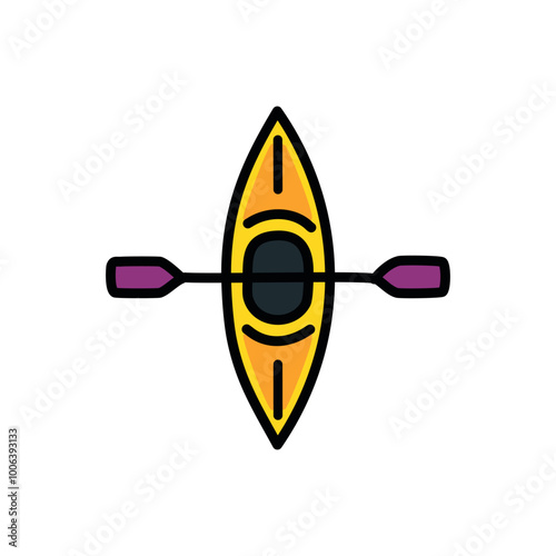 Kayak icon, vector illustration. Flat design style, outline, editable stroke.