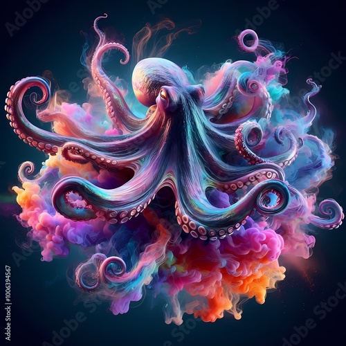 The text describes a mysterious octopus in a cloud of ink.