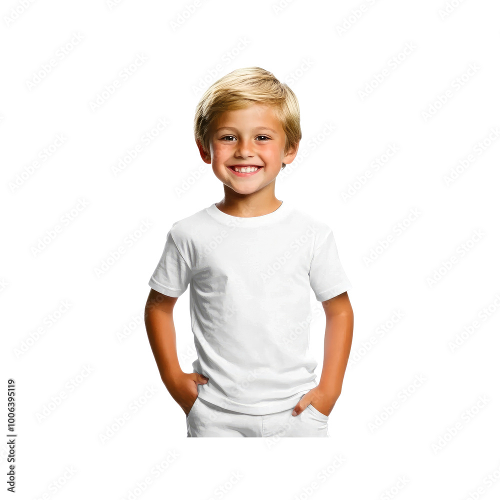 Portrait of a Smiling Young Boy in a White T-Shirt Portrait of a Smiling Young Boy in a White T-Shirt
