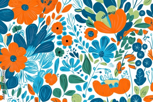 Floral illustrations on a white background in a variety of colors