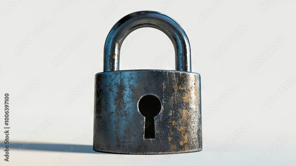 Fototapeta premium A rusty padlock on a white background