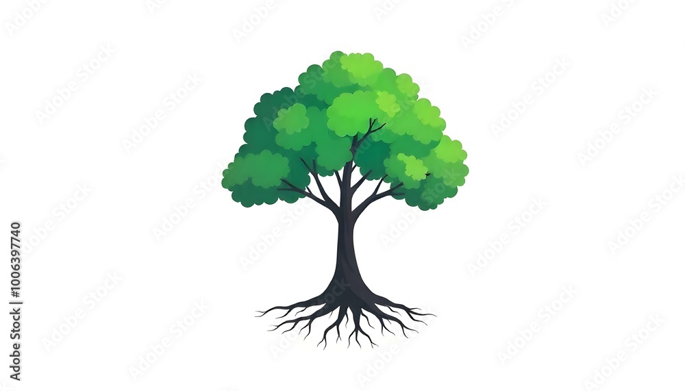 Obraz premium Minimalist Tree with Roots