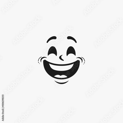 Simple black and white smiley face exuding happiness and positivity against a plain background.