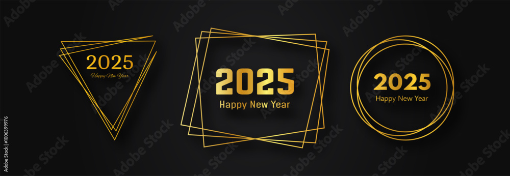 Fototapeta premium 2025 Happy New Year gold geometric polygonal background