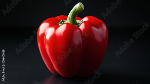 Single Red Bell Pepper on a Black Background