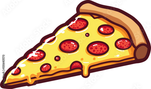 Cartoon Pizza Slice with Pepperoni and Cheese