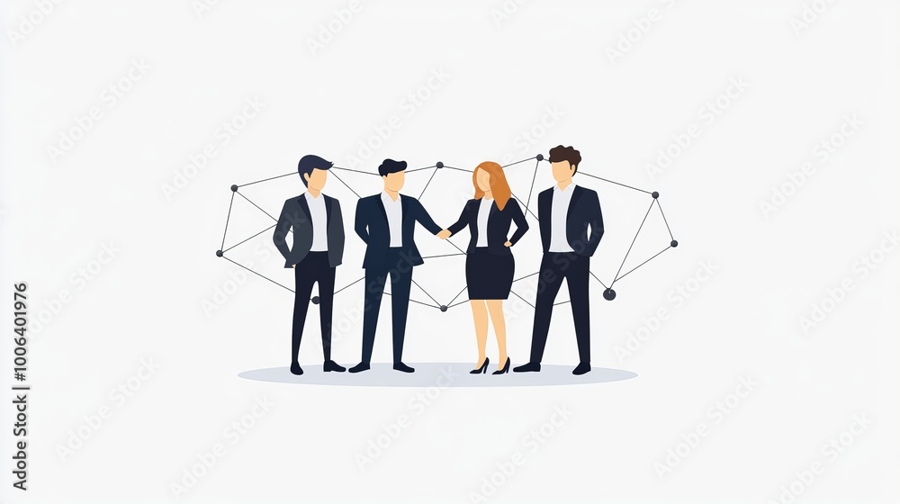 A abstract silhouette of a diversity of people with the signature business network logo and social networking communication infographic A abstract silhouette of a diversity of people with the signature business network logo and social networking communication infographic